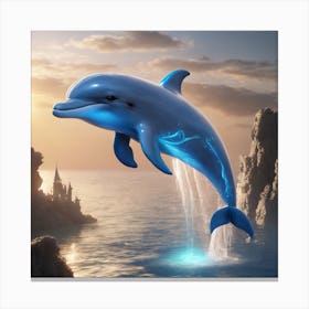 Dolphin In The Sea Canvas Print