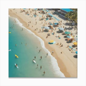 Aerial View Of Beach In Miami Canvas Print