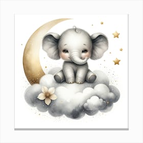 A baby elephant sitting on a fluffy cloud Canvas Print