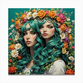 A Vibrant Art Print Of A Flower Crown The Crown 2 Canvas Print