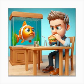 Man Eating A Burger Canvas Print