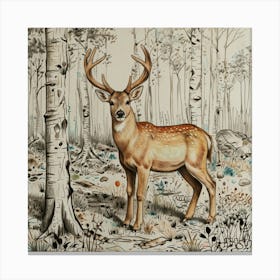 Deer In The Woods 87 Canvas Print