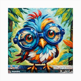 Owl With Glasses Canvas Print