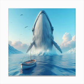 Whale And Boat Canvas Print