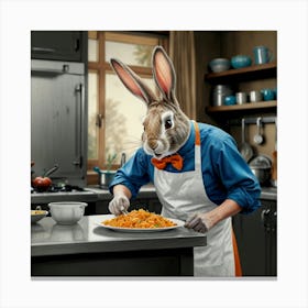 Rabbit In The Kitchen 2 Canvas Print