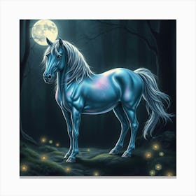 Blue Horse In The Forest 10 Canvas Print