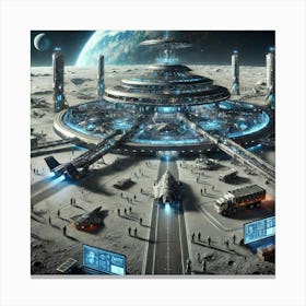 A Futuristic Science Fiction Depiction Of A Spacep Canvas Print