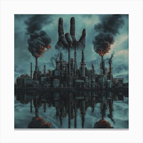 City With Smoke Canvas Print