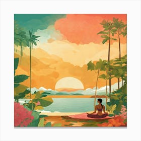 Yoga In The Jungle Canvas Print