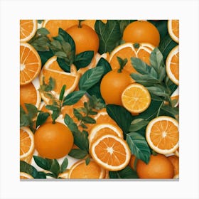 Oranges And Leaves pattern Canvas Print