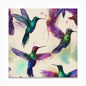 Watercolor Hummingbirds Canvas Print
