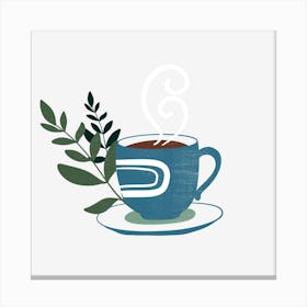 Coffee Cup With Leaves 10 Canvas Print