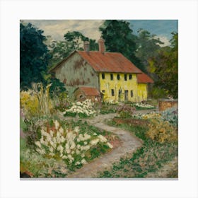Gustav Klimt Style Farm Garden(1) Canvas Print