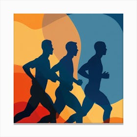 Silhouettes Of Runners Canvas Print