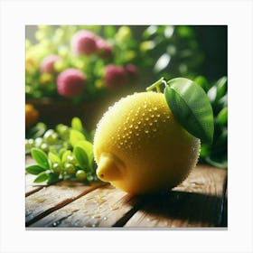 Lemon On A Wooden Table 1 Canvas Print