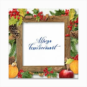 Calligraphy Style Script Rendering Of A Christmas Themed Message Set Within An Ornate Wooden Frame Canvas Print