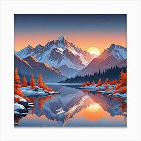 Mountain Lake Landscape Art Print (2) Canvas Print