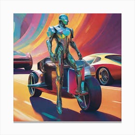 Futuristic Man On A Motorcycle Canvas Print