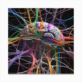 Brain With Colorful Wires 3 Canvas Print