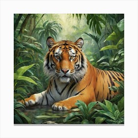 Tiger In The Jungle 26 Art Print 3 Canvas Print