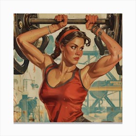 Soviet Themed Retro Female Power Canvas Print