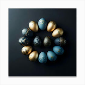 Eggs On Black Background Canvas Print