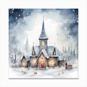 Christmas Canvas in Watercolour Canvas Print