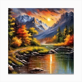 Sunset By The River Canvas Print