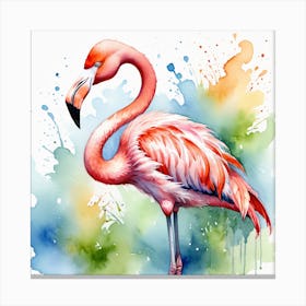 Flamingo Watercolor Painting Canvas Print