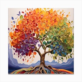 Rainbow  Soul Tree  Colorful  Watercolor Canvas Print