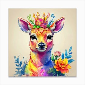 Deer In A Crown Canvas Print