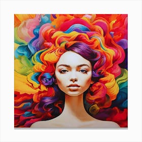 Dream Colors: A girl weaves a poem with the hues of joy and love in her paintings." 1 Canvas Print