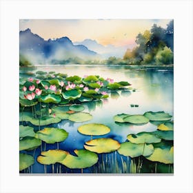 Water Lily Painting Canvas Print