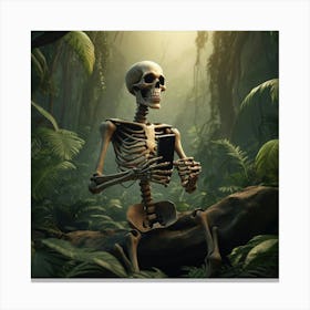 Skeleton In The Jungle 1 Canvas Print