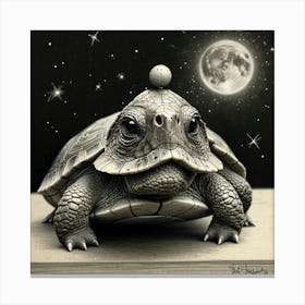 Turtle In The Moonlight Canvas Print