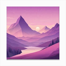 Misty mountains background in purple tone 131 Canvas Print