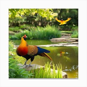 Pheasant In The Garden Canvas Print