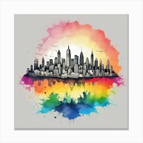 Rainbow City Skyline 6 Canvas Print