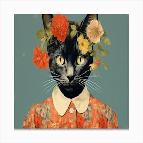 Cat In Flower Crown Canvas Print