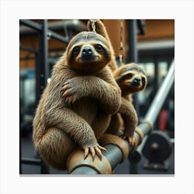 Asm Sloths In The Gym Bc3a5352 7f05 46ab A8c7 47976330d280 Canvas Print