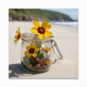 Jar Of Flowers Canvas Print