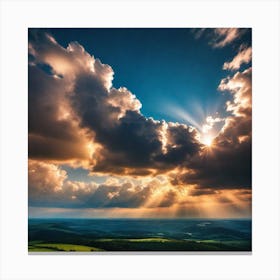 Sun Shining Through The Clouds Canvas Print