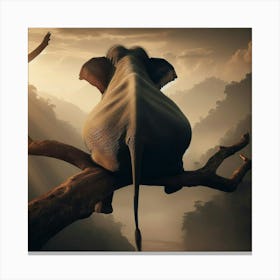 Elephant On A Tree Branch Canvas Print