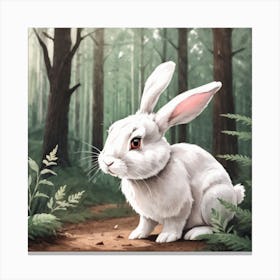 White Rabbit In The Woods Canvas Print