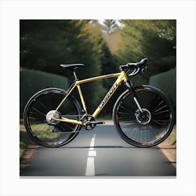 Gold Bike On The Road Canvas Print