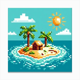 8-bit tropical island 3 Canvas Print