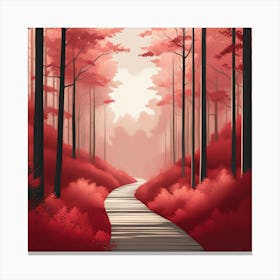 Red Forest Path Canvas Print
