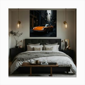 Orange Sports Car Canvas Print