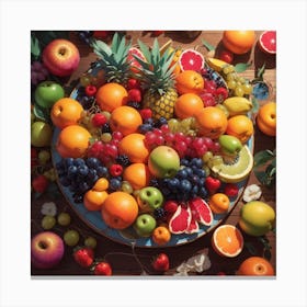 Absolute Reality V16 Top View Healthy Fruits Arrangement Highl 0 Canvas Print