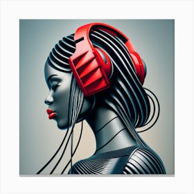 Woman With Headphones 58 Canvas Print